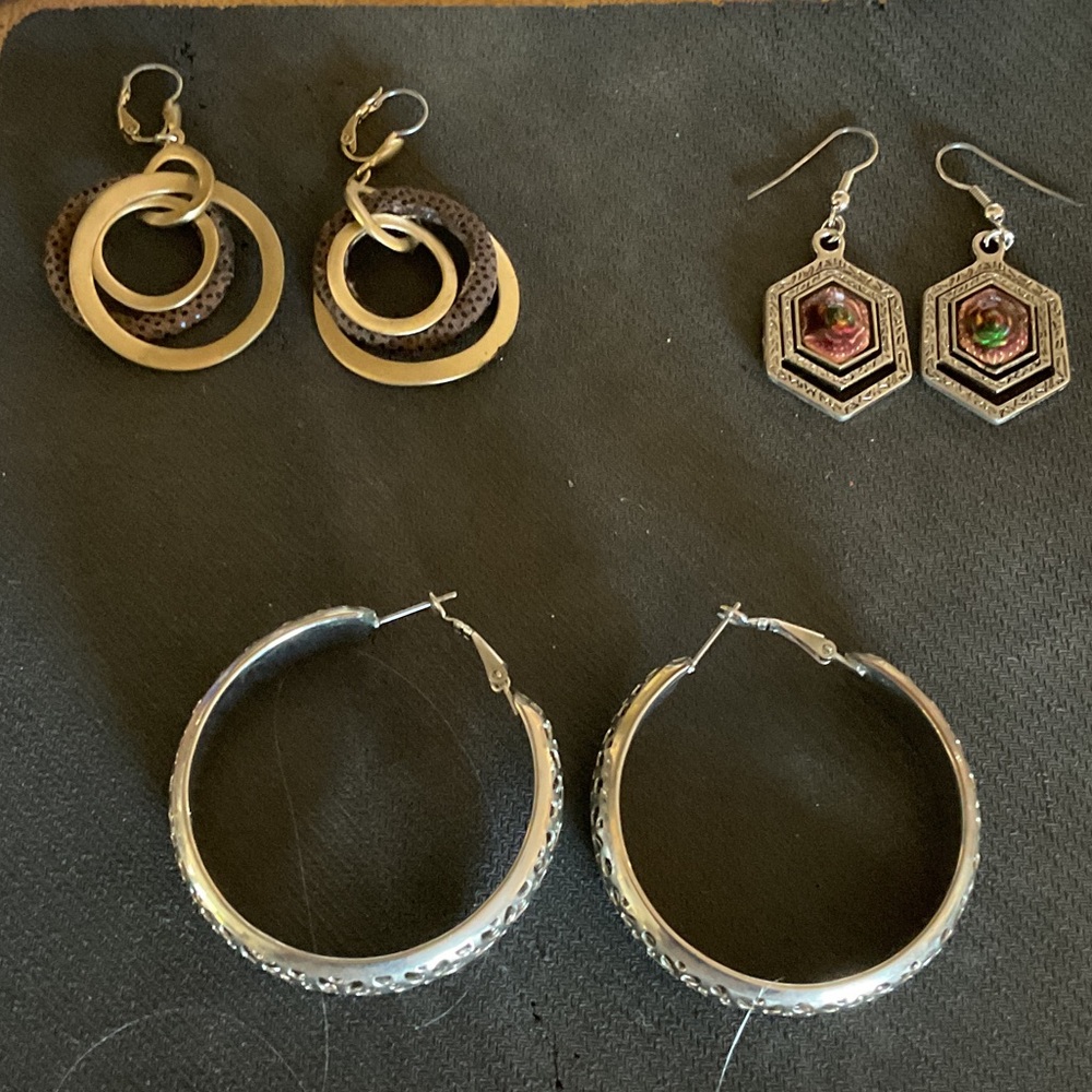 3 pairs of earrings.